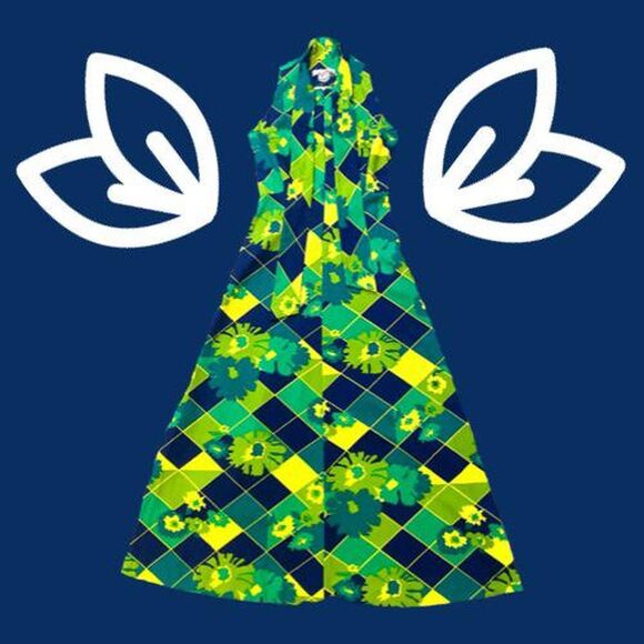 Vintage 60s Kay Winsor Groovy floral Maxi Dress M - Picture 1 of 4